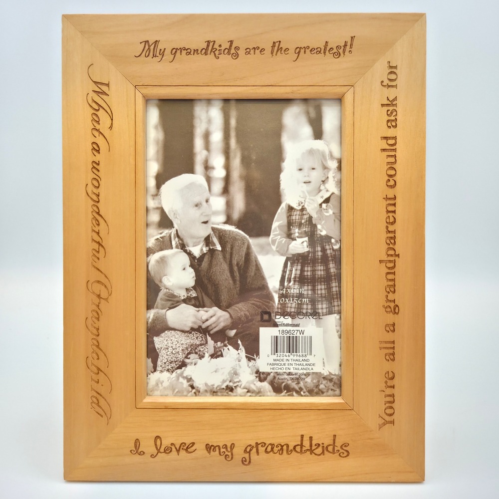 Decorel Wood Picture Frame Grandparents 4x6 Natural Engraved Sentiments Family